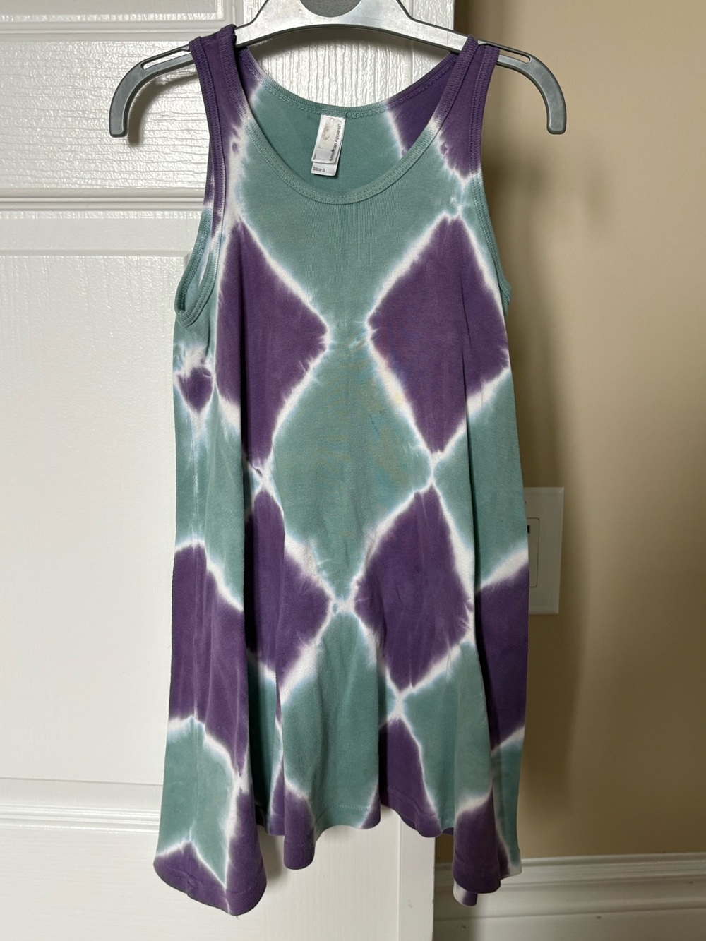 AMERICAN APPAREL -Tie Dye Diamond pattern dress in Purple and green